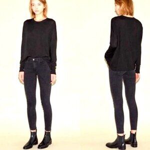 Acne Studios Skin 5 Used Black Stretch Denim Skinny Ankle Jeans Size 26